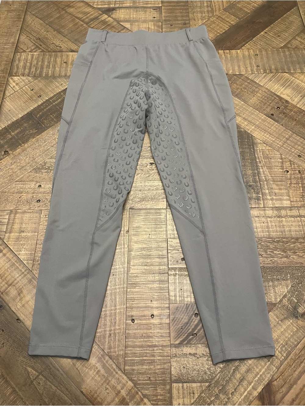 FitsT4 Sports Women's Full Seat Riding Tights Grey Size Large Equestrian